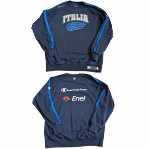 Vintage Champion Men’s Italia Italian Basketball League Sweatshirt Sz XL Blue